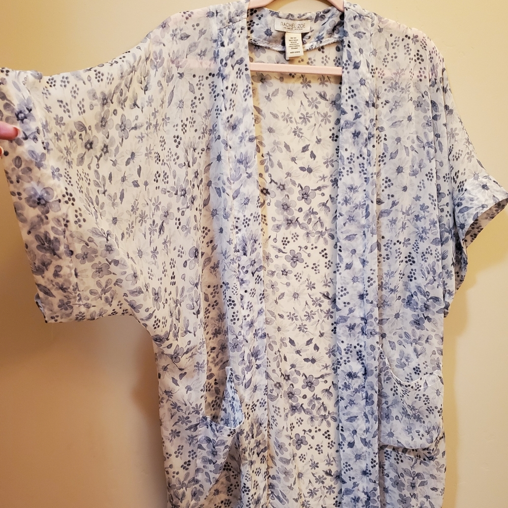 Rachel zoe swim cover up in light blue & white